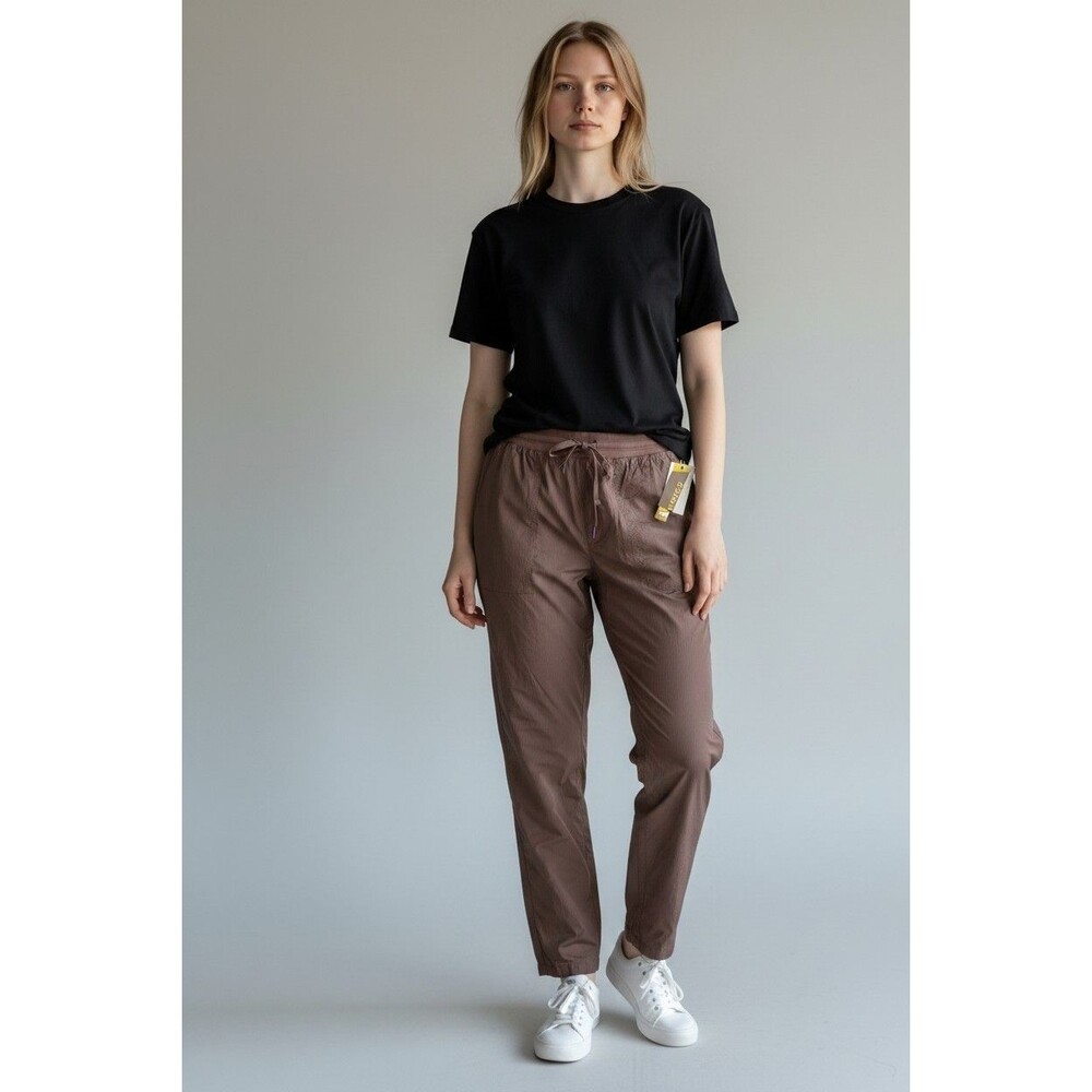 Sevego Women’s Brown Cargo Straight-Leg Pants XXL Ribbed Nylon/Elastane